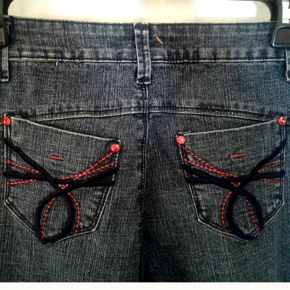 Baccini Embellished Jeans Size 4 Red Rhinestones - Picture 5 of 5